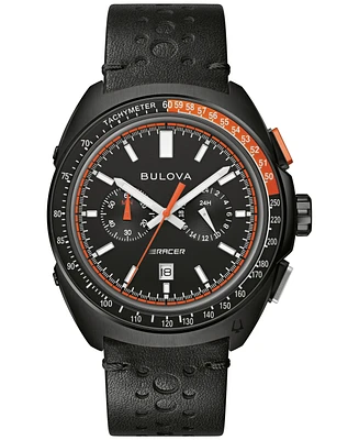 Bulova Men's Chronograph Racer Black Leather Strap Watch 42mm