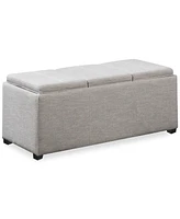 Avalon Fabric Rectangular Storage Ottoman with 3 Trays