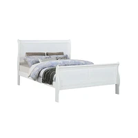 Streamdale Furniture Louis Philippe White Full Size Panel Sleigh Bed Solid Wood Wooden Bedroom Furniture