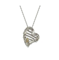 Suzy Levian New York Pink Sapphire & Lab-Grown White Sapphire Wrapped Open Heart Love Pendant Necklace in Sterling Silver by Suzy Levian