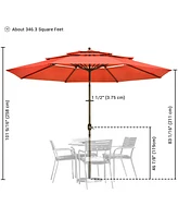 Yescom 11 Ft 3 Tier Patio Umbrella with Crank Handle Push to Tilt Outdoor Pool