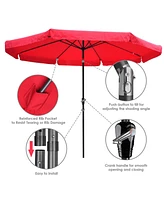 10Ft 8 Rib Outdoor Patio Umbrella Market Valance Crank Tilt Garden Backyard