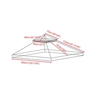 Yescom 10x10Ft Gazebo Top Replacement 2 Tier Pu Water Resistance Outdoor Canopy Cover Patio Garden Outdoor Party Gray