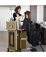 Byootique Bronze Rolling Hair Stylist Salon Makeup Cosmetic Case Artists Train Trimmer Box