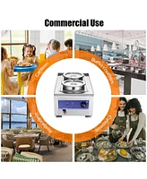 1200W Dual Pots Countertop Food Warmer Stainless Steel Commercial Bain Marie