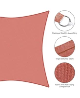 16'x16' Deluxe Square Sun Shade Sail Canopy Uv Blocking Top Cover Outdoor Patio Garden Red