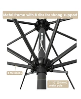 8 Rib Outdoor Patio Umbrella Market Crank Tilt Button Sunshade Backyard