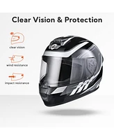 Ahr Run-F3 Full Face Motorcycle Helmet Dot Approved Removable Liner Street Bike M
