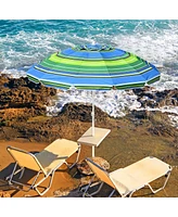 Yescom 5.6Ft Striped Outdoor Umbrella Uv Protection Sunshade Tilt Sand Anchor