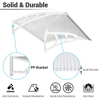 Yescom 2Pcs 40"x40" Door Window Awning Whole One-piece Polycarbonate UV30+ Patio Rain Snow Protection Transparent White