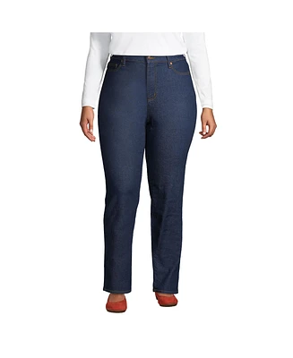 Lands' End Plus Recover High Rise Straight Leg Blue Jeans