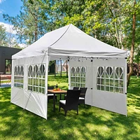 10x20FT Canopy Wedding Party Tent Pop Up Folding Gazebo Outdoor w/ 4 Sidewalls & Bag White