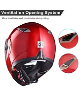 Ahr Run-m Full Face Flip up Modular Motorcycle Helmet Dot Approved Dual Visor Motocross Red Xl