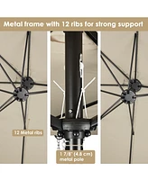 15FT Double-sided Patio Umbrella Sun Shade Fade Resistant Crank Outdoor Garden Market Red
