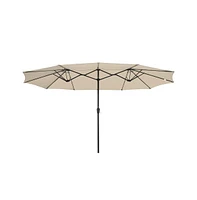 15FT Double-sided Patio Umbrella Sun Shade Fade Resistant Crank Outdoor Garden Market Red