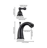 Yescom 3 Hole Bathroom Faucet Undermount Wall Mount Sink Faucet Widespread Mixer Taps w/Drain Orb