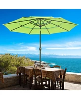 Yescom 10 Ft 3 Tier Patio Umbrella with Solar Led Crank Tilt Button Outdoor Yard Home