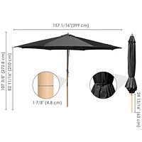 Yescom 13FT Large Outdoor Patio Umbrella UV30+ Wood 8 Rib Pole for Table Beach Yard Garden Wedding Deck Cafe Pool