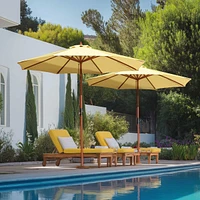 Yescom 9FT Wooden Patio Umbrella UV30+ for Beach Pool Wedding Party Table Market Garden Yard Hotel Deck Cafe yellow