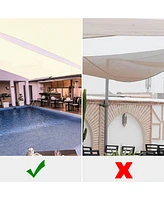 2 Pack 13x10 Ft 97% Uv Block Rectangle Sun Shade Sail Hdpe Canopy Cover Net Lawn