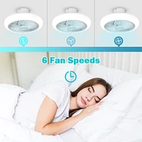 18" Enclosed Ceiling Fan with Light App Control Dimmable Led Lamp for Bedroom