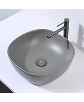 Aquaterior Bathroom Countertop Ceramic Vessel Sink Single Handle Tall Faucet Kit