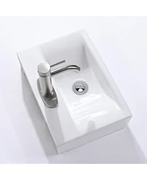 Aquaterior Rectangle Bathroom Ceramic Vessel Sink Kit Single-hole Faucet Drain