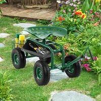 Garden Cart Rolling Work Seat for Planting w/E xtendable Handle