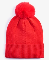 On 34th Women's Multi-Stitch Faux-Fur Pom Beanie, Created for Macy's