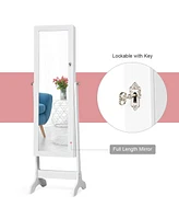 Sugift Lockable Mirrored Jewelry Cabinet Armoire Storage Organizer Box