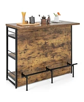 Sugift Kitchen Island with 4-Tier Storage Shelf and Long Footrest for Home