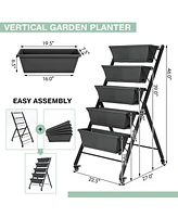 5-Tier Vertical Raised Garden Bed with Wheels and Container Boxes