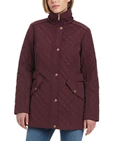 Jones New York Women's Hooded Stand-Collar Quilted Coat