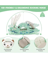 Inolait 4-in-1 Kids Slide Rocking Horse with Basketball and Ring Toss