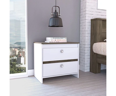 Fm Furniture Lily Nightstand, Two Drawers, Superior Top