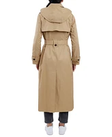 London Fog Women's Hooded Belted Maxi Trench Coat