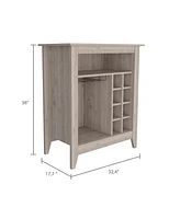 Fm Furniture Future Bar Cabinet, Six Built-in Wine Rack, One Open Drawer, One Open Shelf