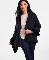 I.n.c. International Concepts Women's Faux-Fur-Trim Wrap, Created for Macy's