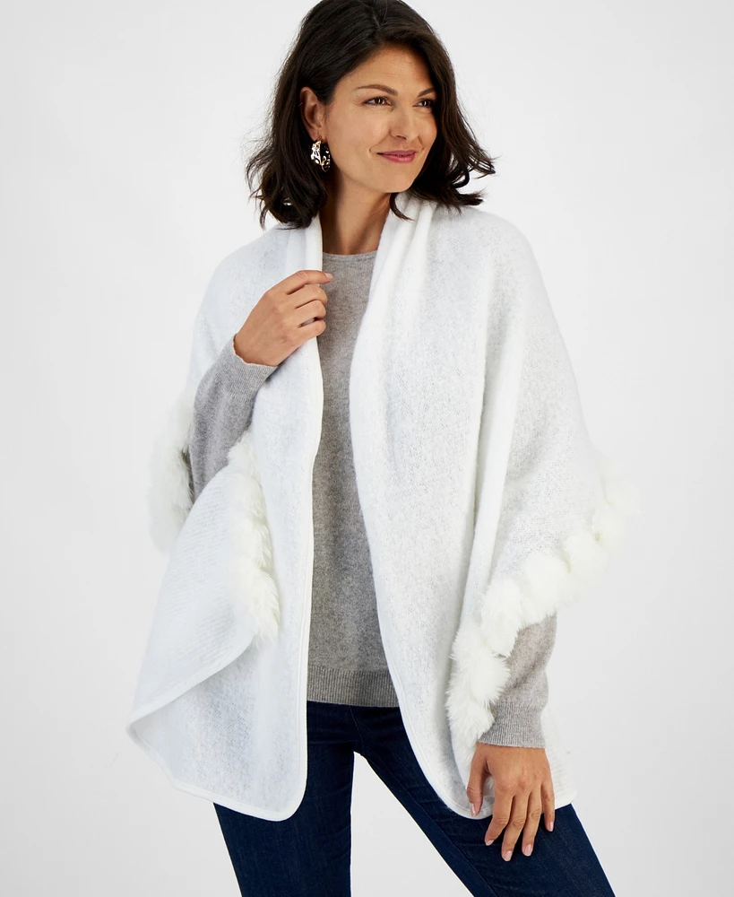 I.n.c. International Concepts Women's Faux-Fur-Trim Wrap, Created for Macy's