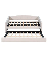 Simplie Fun Upholstered Daybed Sofa Bed Twin Size With Trundle Bed And Wood Slat