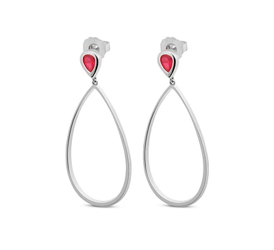 Lucy Quartermaine Petal Drop Earrings with Pear Cut Ruby