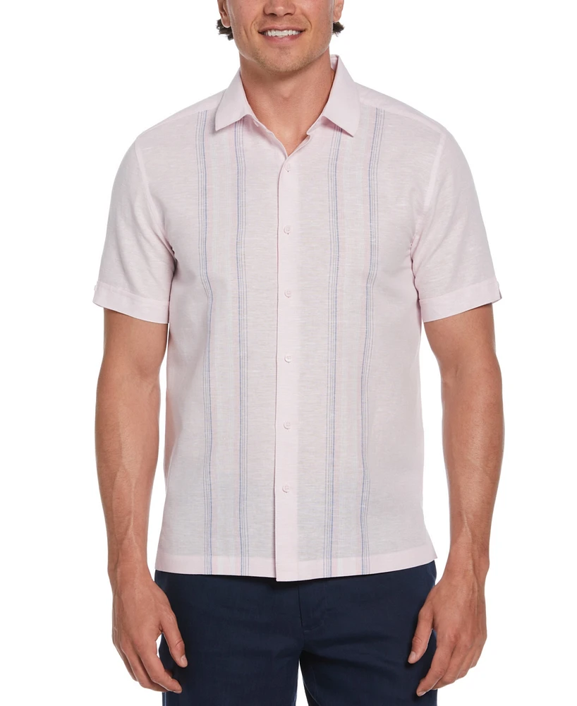 Cubavera Men's Tri-Panel Short Sleeve Button-Front Shirt