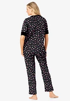 Dreams & Co. Women's Printed Henley Pj Set