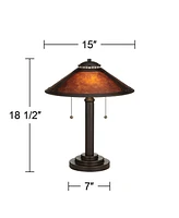 Mica Collection Mission Tiffany Style Desk Table Lamp 18 1/2" High Rustic Oil Rubbed Bronze Natural Mica Shade Decor for Bedroom House Bedside Nightst