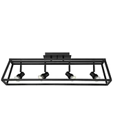 Pro Track Carmel 4-Head Led Ceiling Track Light Fixture Kit Spot-Light GU10 Adjustable Flat Black Modern Transitional Cage Kitchen Bathroom Living Roo