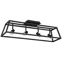 Pro Track Carmel 4-Head Led Ceiling Track Light Fixture Kit Spot-Light GU10 Adjustable Flat Black Modern Transitional Cage Kitchen Bathroom Living Roo