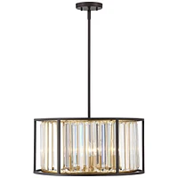 Possini Euro Design Brenna Bronze Gold Small Pendant Chandelier 20" Wide Modern Clear Crystal Drum Shade 5