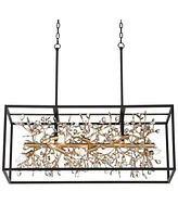 Possini Euro Design Carrine Black Painted Gold Linear Pendant Chandelier 38 1/2" Wide Modern Clear Crystal 8-Light Fixture Dining Room House Foyer Ent
