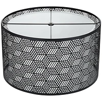 Black Finish Laser Cut Metal Large Drum Lamp Shade 17" Top x 17" Bottom x 10" High (Spider) Replacement with Harp - Spring crest