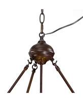 Robert Louis Tiffany Stratford Bronze Pendant Chandelier Lighting 20 3/4" Wide Farmhouse Rustic Art Glass 3-Light Fixture for Dining Room Living House